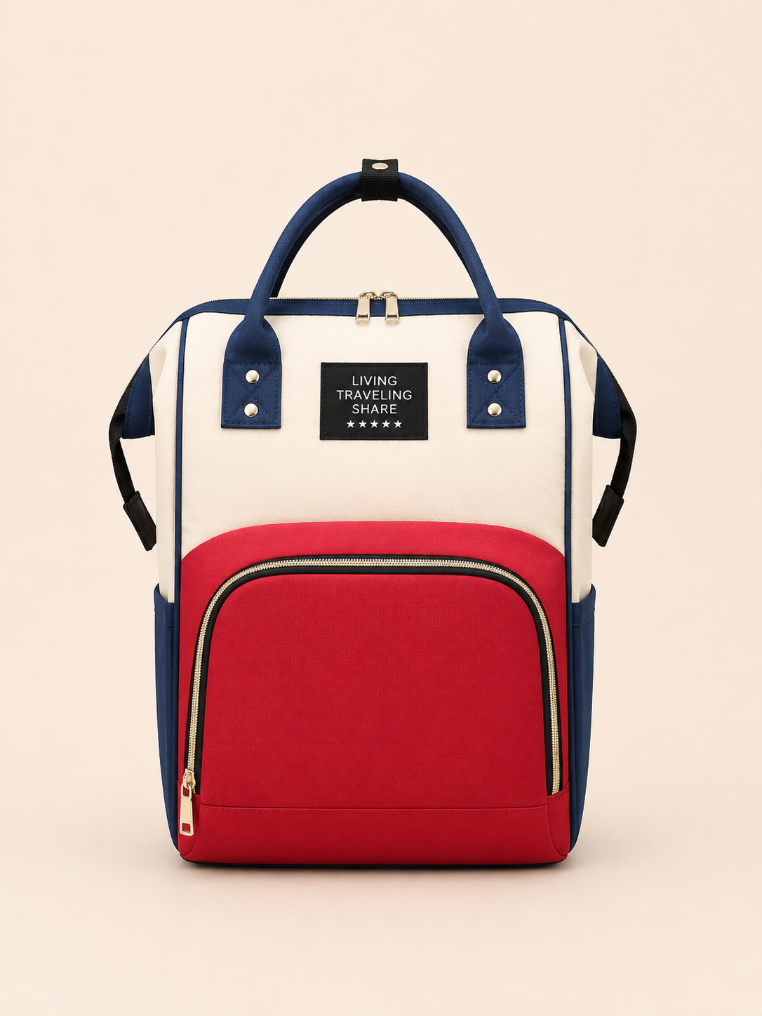 Living Traveling Share Diaper Backpack, Red and Navy