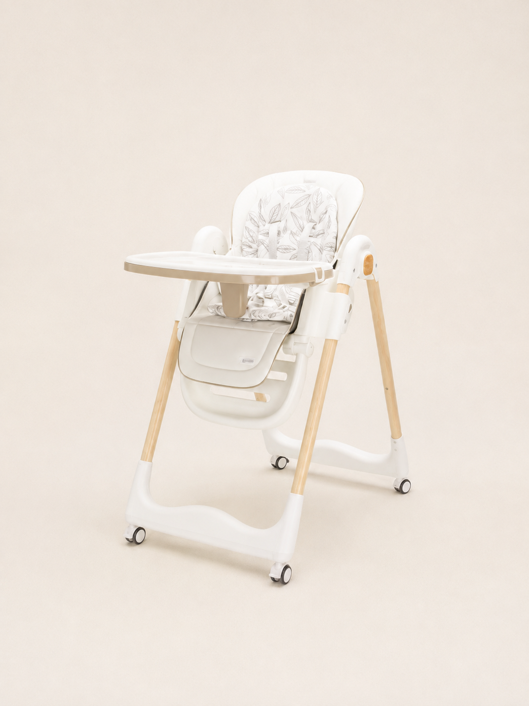 Multi-Position High Chair, Cream and Wood