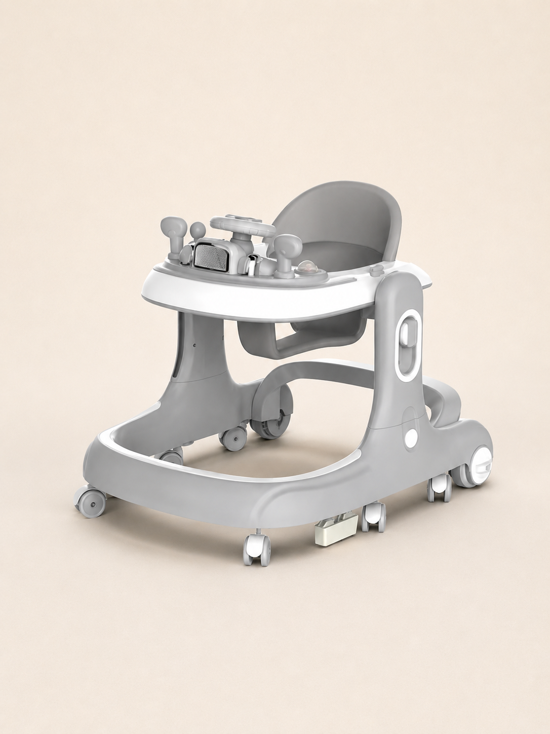 Baby Walker with Steering Play Tray, Gray