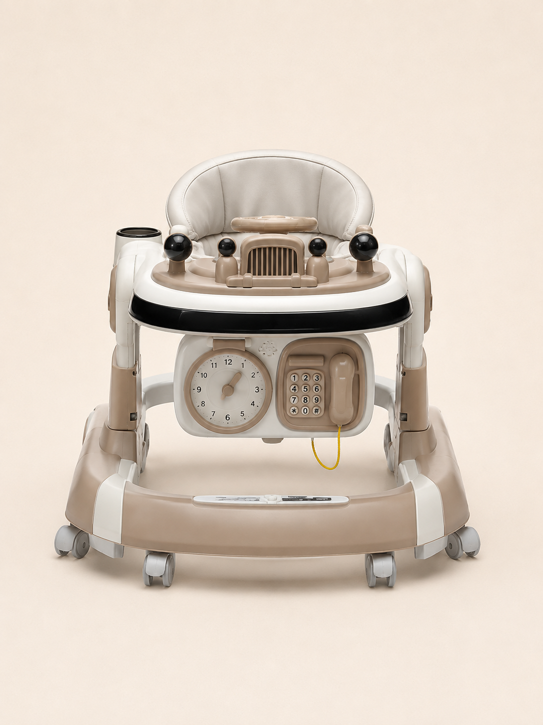 Baby Walker with Clock and Phone Panel, Beige